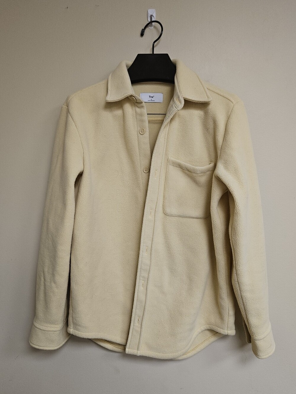 Aritzia Tna Jacket Yellow Fleece Shirt Jacket Shacket Button Front Pocket Cozy